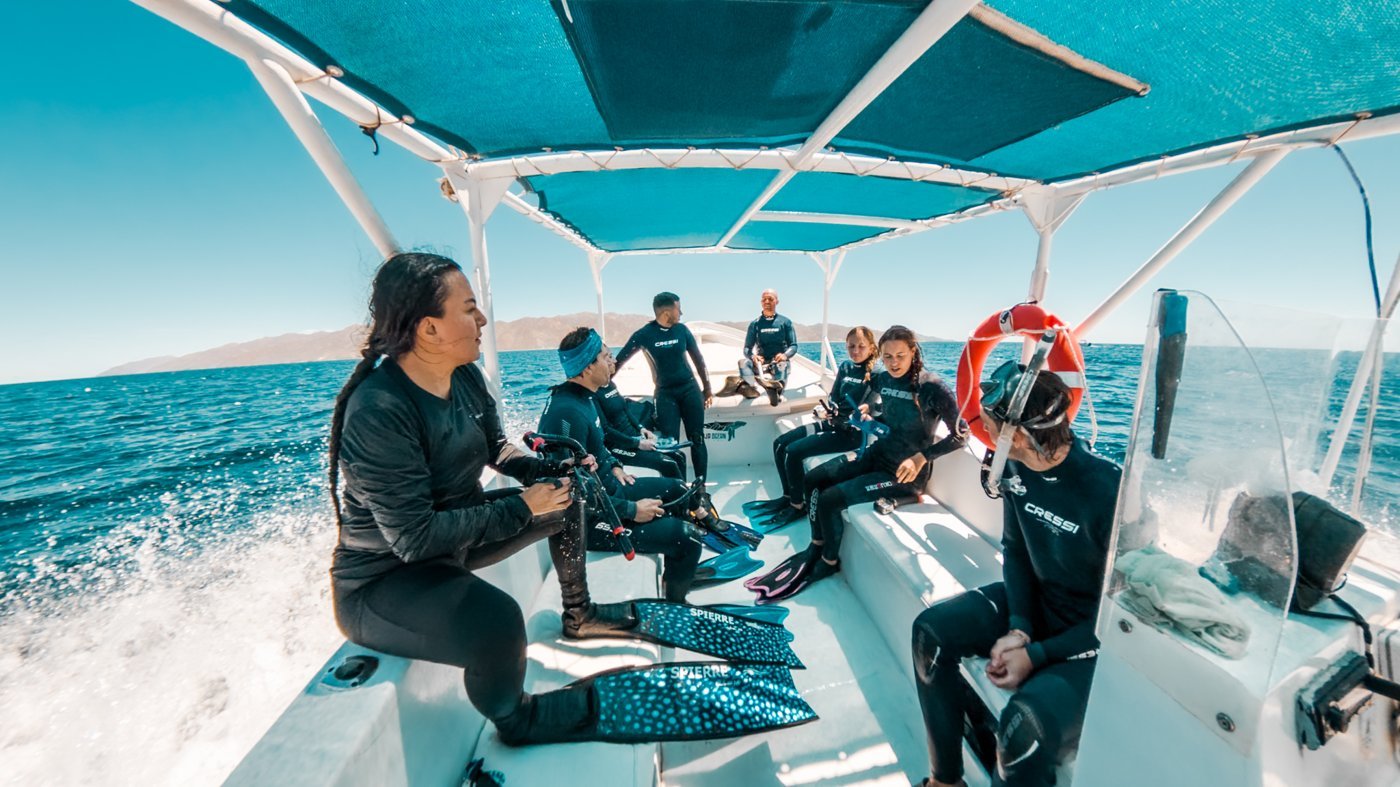 Guests aboard the Sea Safari Norte boat, La Paz